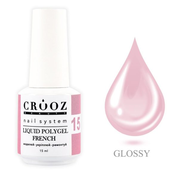 Crooz Рідкий полігель FRENCH Liquid Polygel 15, 15 ml 00000029474 фото