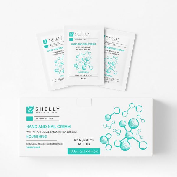 Крем для рук та нігтів з кератином, сріблом і екстрактом арніки Shelly 4 мл х 100 шт.