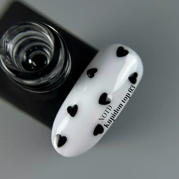 NAILSOFTHEDAY Kupidon top №03 — топ з чорними сердечками, без липкого шару, 10 мл