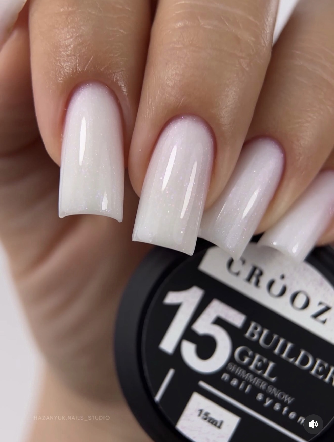 Crooz Гель для нарощування Builder Gel 15 Shimmer Snow